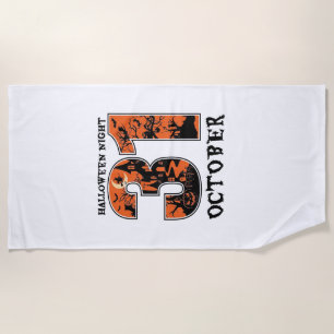 Serviette De Plage Nuit d'Halloween Maison Hantée d'Octobre Sorcière