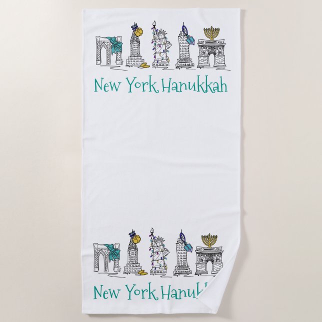 Serviette De Plage NYC New York City Hanoukka Chanukah Holiday (Devant)