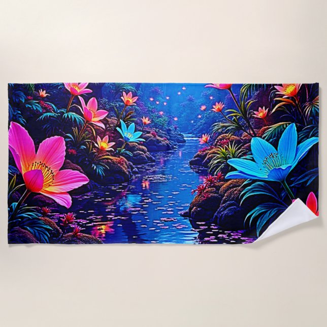 Serviette De Plage Oasis de la jungle éthérée (Devant)