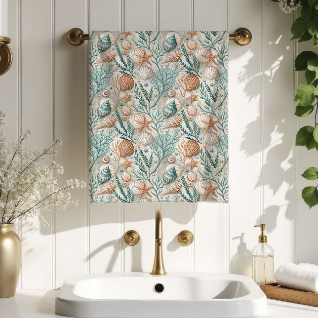 Serviette de plage Océan Breeze tendance pour sall (Ocean Breeze Towel Trendy Coastal Bath Look)