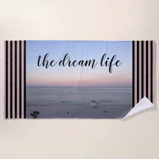 Serviette De Plage Ocean Pink Sunrise Dream Life (Devant)