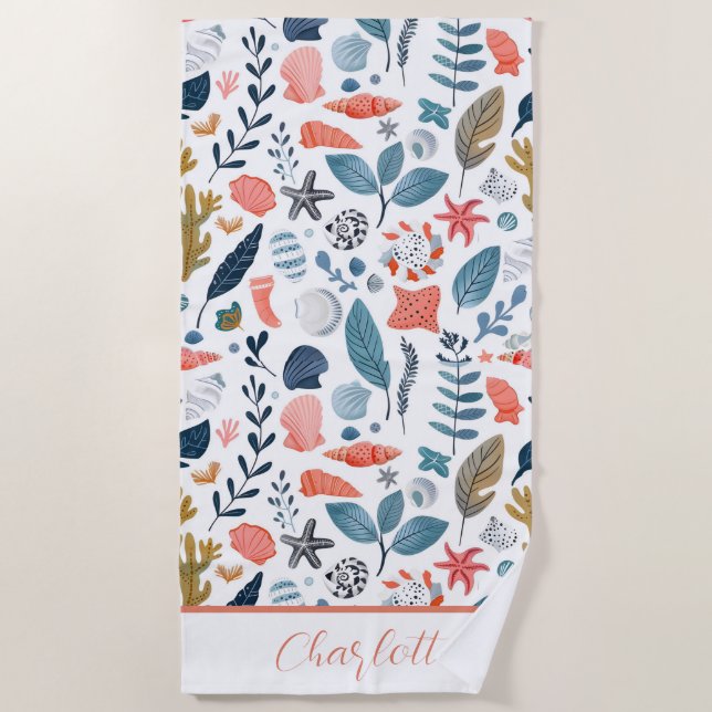 Serviette De Plage Ocean Seashells Starfish Beach Towne (Devant)