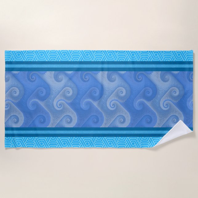 Serviette de plage Ocean Waves d'inspiration grecq (Devant)