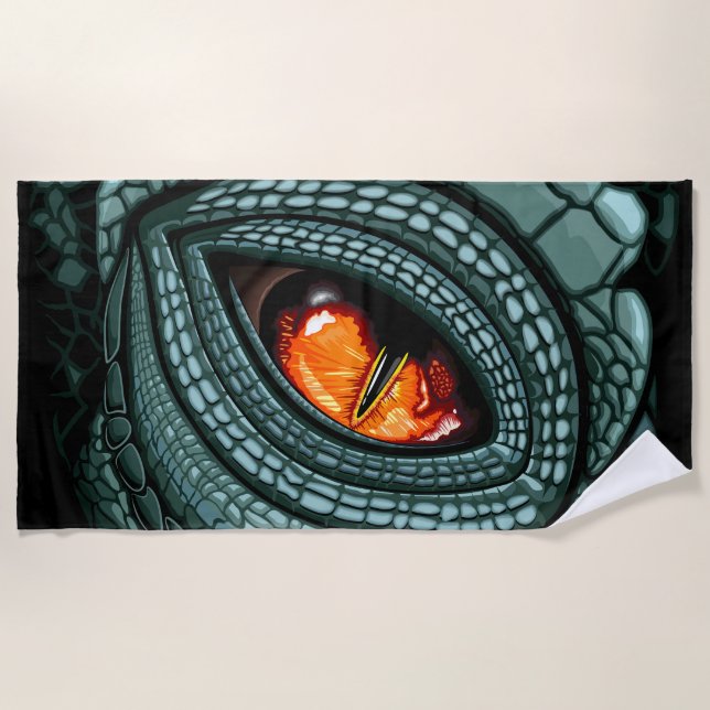 Serviette De Plage Œil de prédateur reptile primal (Devant)