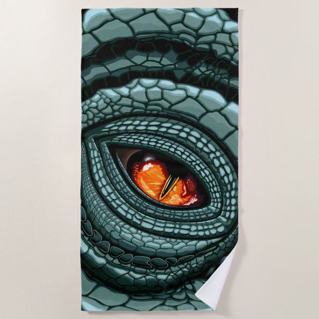 Serviette De Plage Œil de prédateur reptile primal (Devant)