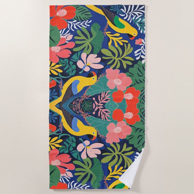 Serviette De Plage Œuvre d'art expressionniste moderne de jardin trop (Devant)
