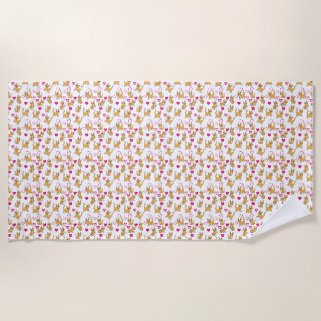 Serviette De Plage Oeuvre de chat | Cute chat Valentine (Devant)