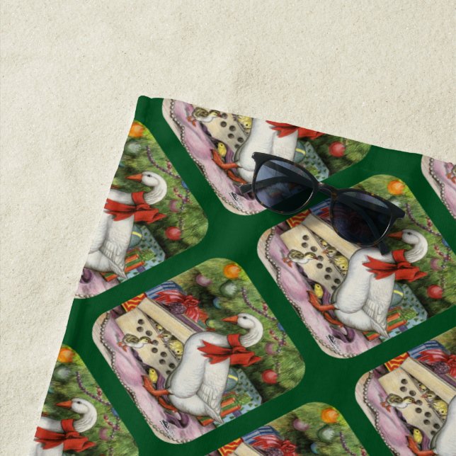 Serviette De Plage Oie de Noël (En situation)