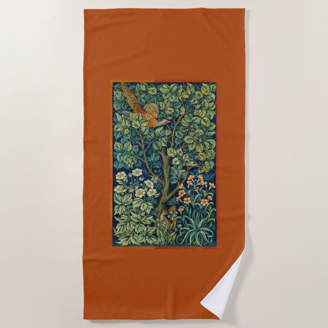 Serviette De Plage Oiseau de faisan dans un arbre (par William Morris (Devant)
