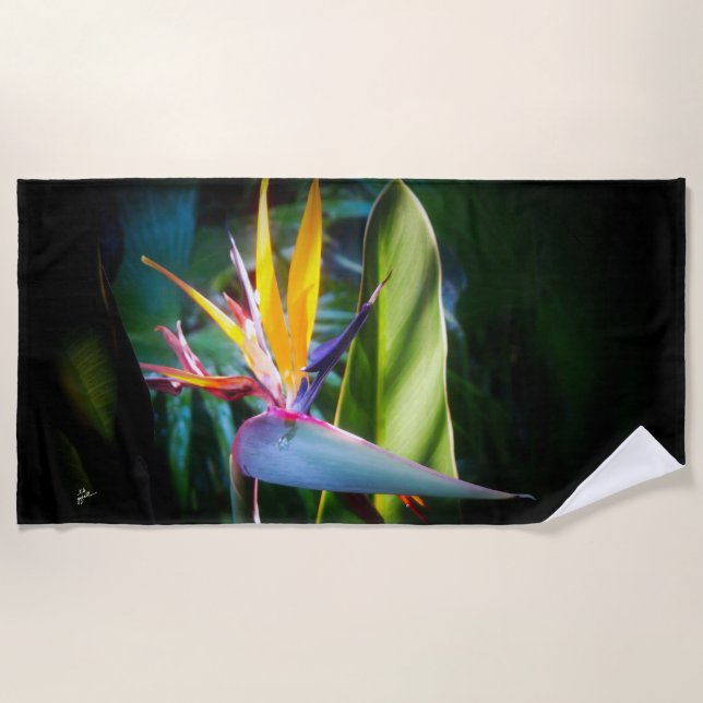 Serviette De Plage Oiseau tropical de Paradis Fleur d'Hawaii  (Devant)