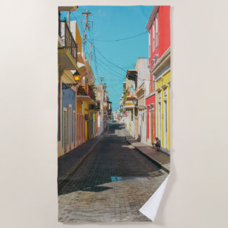Serviette De Plage Old San Juan Cobblestone Street Photography