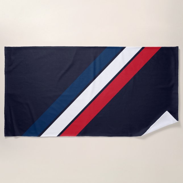 Serviette De Plage Old School Striped les années 70 80s Retro Racing  (Devant)