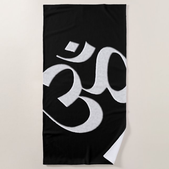 Serviette De Plage Om argenté  (Devant)