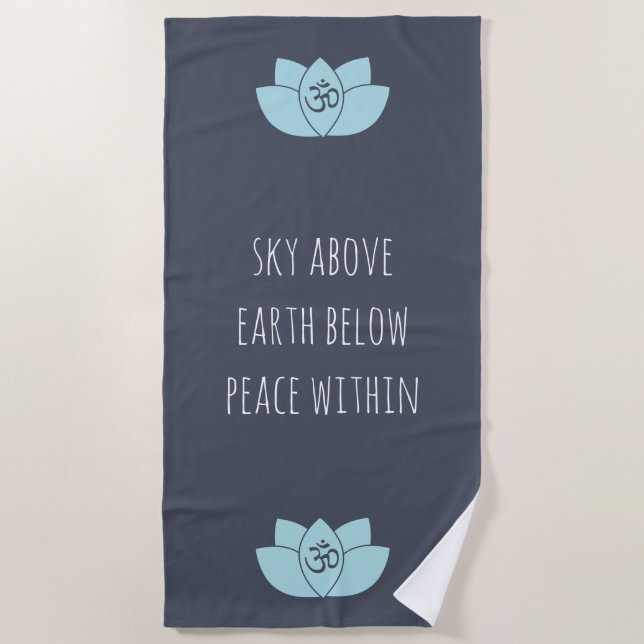 Serviette De Plage Om Bleu & Lotus Flower Sky au-dessus de la Terre e (Devant)