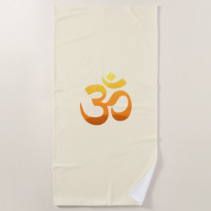 Serviette De Plage Om Mantra Gold Méditation Soleil Yoga Jaune Orange