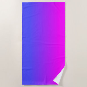 Serviette De Plage Ombré couleur bleu néon et rose chaud