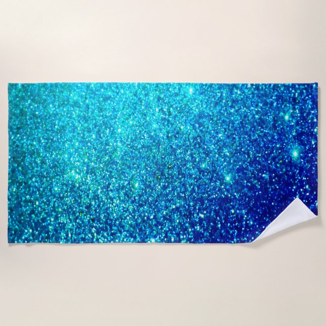 Serviette De Plage Ombre de brillance bleue brillante Turquoise coule (Devant)