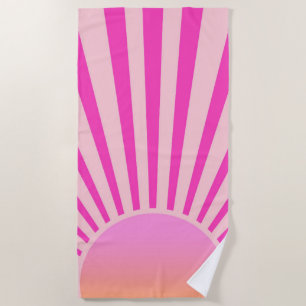 Serviette De Plage Ombre rose chaud rétro Sun Burset Sunrise Sunrise