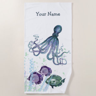 Serviette De Plage Ombre sous-marine de poissons Octopus