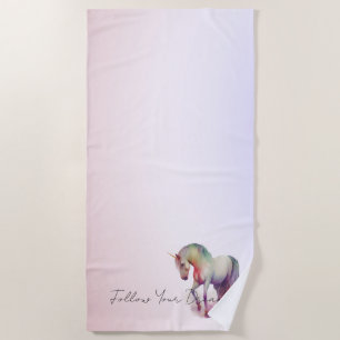 Serviette De Plage Ombre Unicorne magique violet