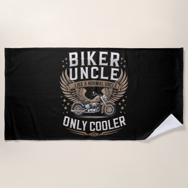Serviette De Plage Oncle motard moto Fête des Pères (Devant)