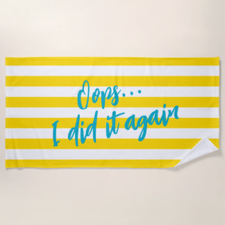 Serviette De Plage Oops I Did It Again Cute Cabana Stripe Pool Party