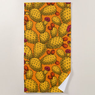 Serviette De Plage Opuntie de floraison en jaune