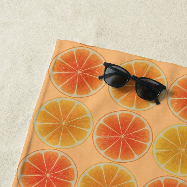 Serviette de plage orange (En situation)
