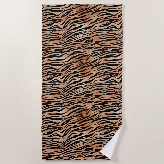 Serviette De Plage Orange Black Tiger (Devant)