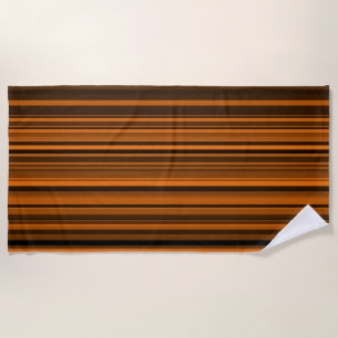 Serviette De Plage Orange Brown en bandes noires