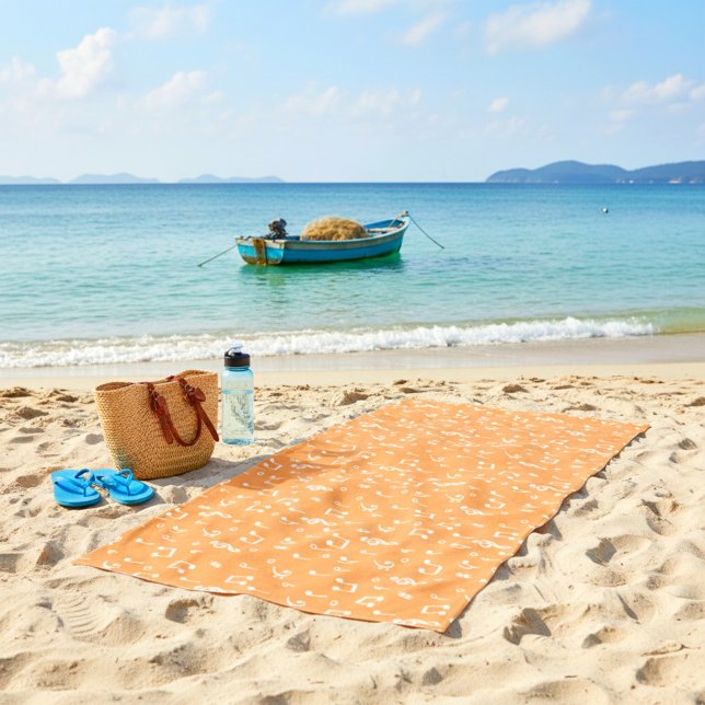 Serviette De Plage Orange et blanc Musical (Créateur téléchargé)