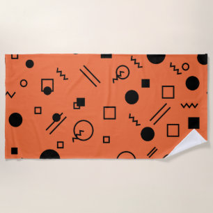 Serviette De Plage Orange, fun, trendy, geometric Memphis graphic