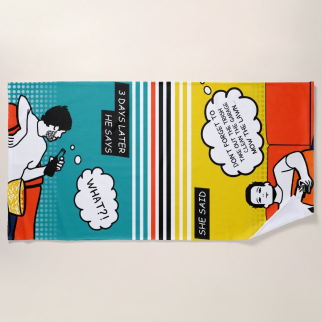 Serviette De Plage orange jaune bleu miel Do Rugged Geek Comics (Devant)