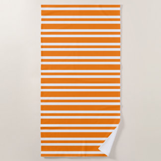 Serviette De Plage Orange White Stripes Pattern