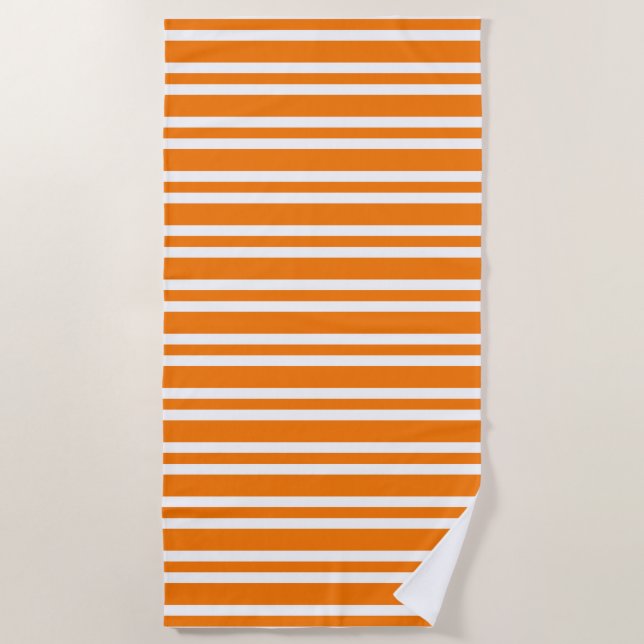 Serviette De Plage Orange White Stripes Pattern (Devant)