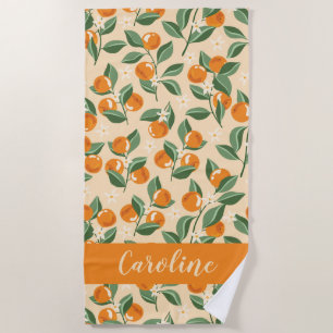 Serviette De Plage Oranges Vintages d'été Boho Fruit personnalisé