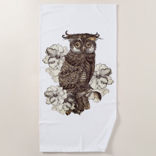 Serviette De Plage Orchidées à la crème d'hibou d'or