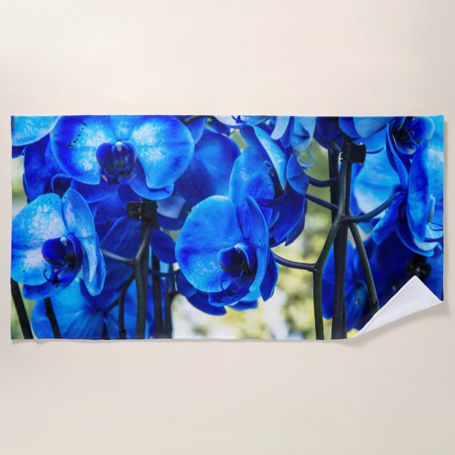 Serviette De Plage Orchidées bleues (Devant)