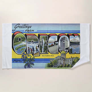 Serviette De Plage Oregon State USA Americana Retro Art coloré