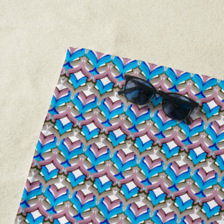Serviette De Plage Ornement brillant abstrait coloré en bleu rose