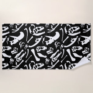 Serviette De Plage Os de dinosaure (noir et blanc)