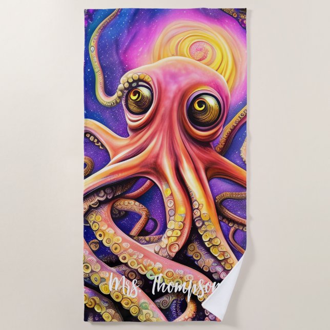 Serviette De Plage Otopus Océan Calmar Animal Aquatique (Devant)