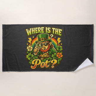 Serviette De Plage Où est le pot drôle de la Saint-Patrick
