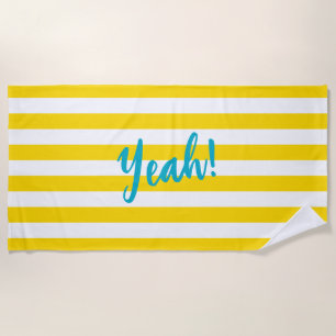 Serviette De Plage Ouais Cabane Rayée Jaune Blanc Piscine Fête Club