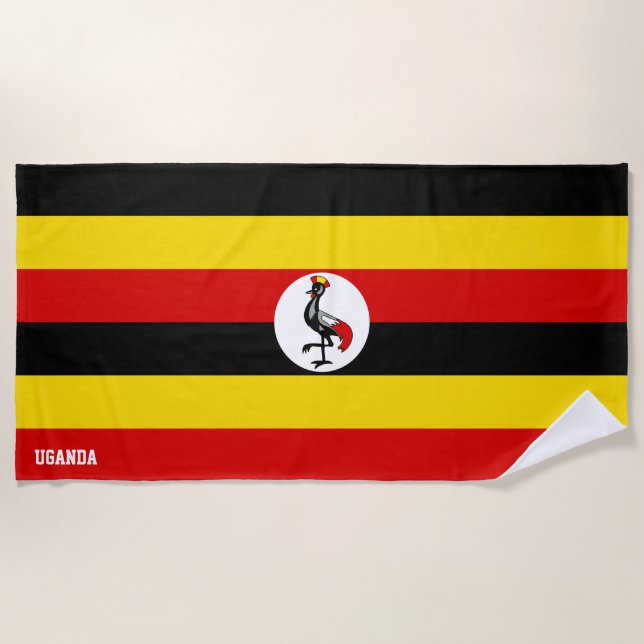 Serviette De Plage Ouganda Drapeau splendide patriotique (Devant)