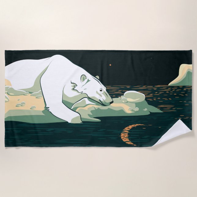 Serviette De Plage Ours polaire et lune (Devant)