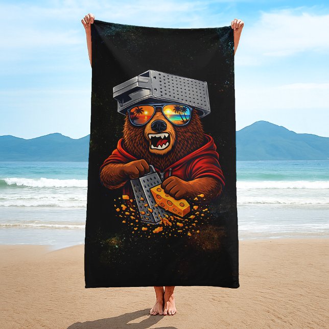 Serviette De Plage Ours Rétro Avec Chapeau Râpe À Fromage Et Lunettes (Créateur téléchargé)