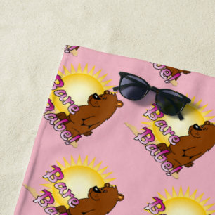 Serviette De Plage Ours - rose, bébé nu
