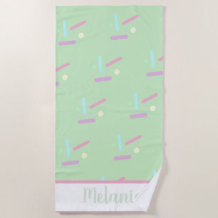 Serviette De Plage Paillettes d'été Pastel Nom