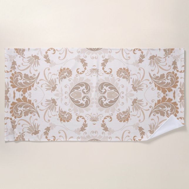 Serviette De Plage Paisley en beige esthétique moderne Tan Brown (Devant)